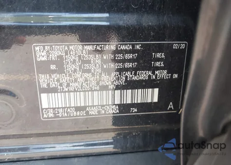 2020 Toyota Rav4 Xle z USA, uszkodzony, nr VIN 2T3W1RFV2LC057946